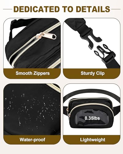 Image of Ita Bag Crossbody Small Pin Display Bag,Fanny Pack with Clear Window for Enamel Pins, Adjustable Belt Bag for Display& Travel & Collecting (Black)