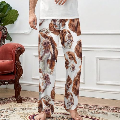 Brittany Spaniel Dog Novelty Pajama Pant With Pockets Casual Sleep Lounge Pants For Men Women4