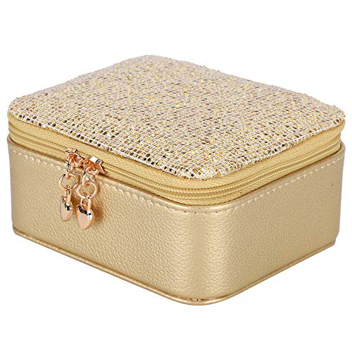 Preisvergleich Produktbild Shanbor Multifunktions-Schmuckschatulle mit Reißverschluss, langlebiger Organizer, 4-Haken-Schmuck-Organizer, gut aussehend für den Haushalt(Golden)