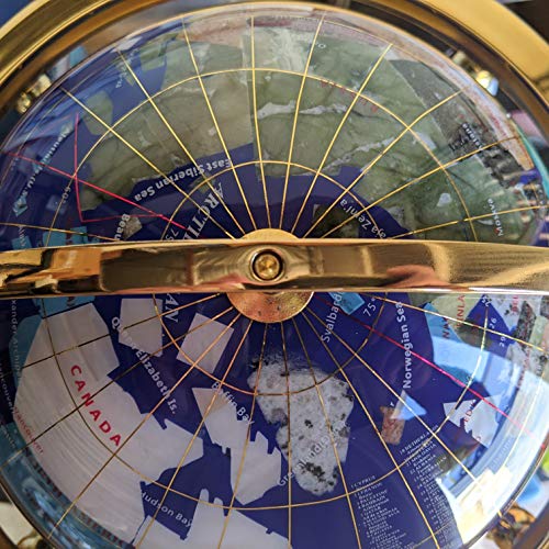 Unique Art Since 1996 14" Blue Lapis Gemstone Globe With Gold Stand #TOP3
