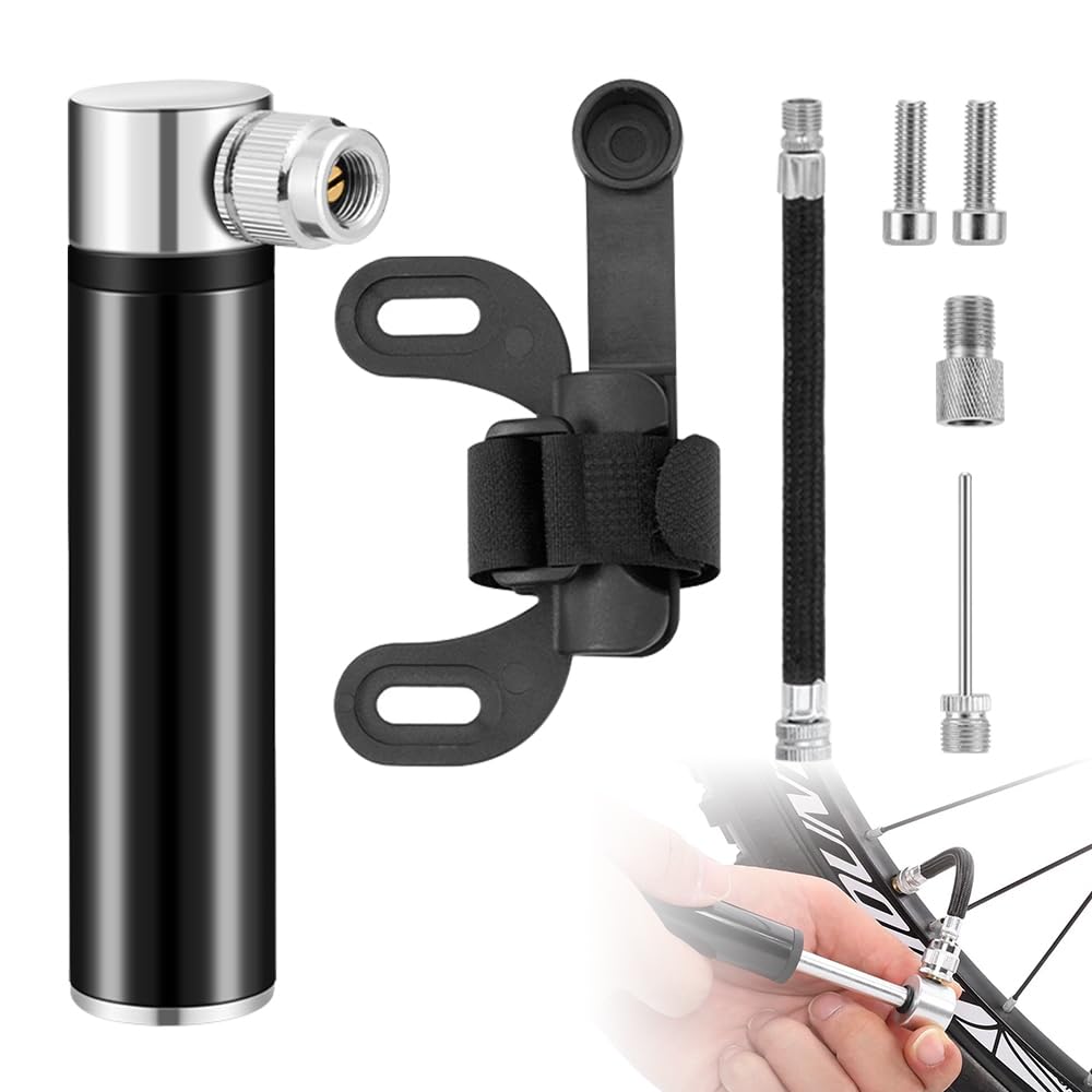 Tragbare Mini Fahrradpumpe, 120PSI Hochdruck Luftpumpe Radfahren Notfall Tragbares Fahrrad mit Rahmenhalterung für Rennrad Mountainbike Straßenpumpe Anti-Fall-Schnellpumpen Compact & Light