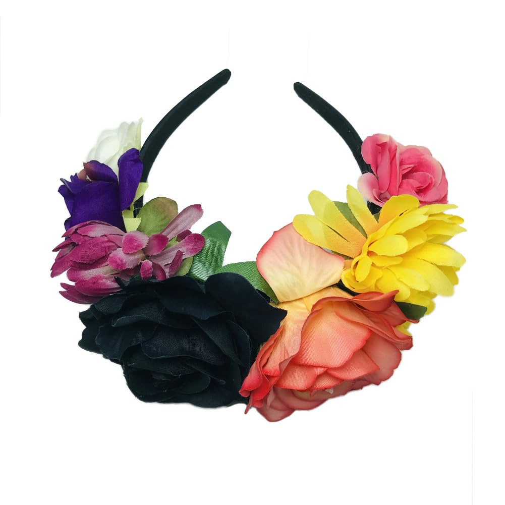 Upstore Mexican Rose Flower Crown Headband Halloween Party Flower Hairbands Costume Headpiece Headgear for Halloween Cosplay Carnival Party - Image 2