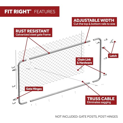 Fit-Right 5'H Adjustable Chain Link Gate Kit - Galvanized - Thumbnail 7