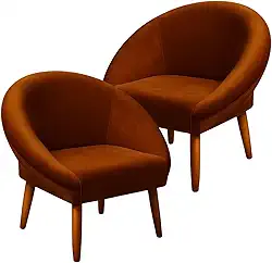 Kit 2 Poltronas Cadeira Decorativa para Sala de Espera Elegante Recepção Pés Palito MOBLAN decor (Terracota)