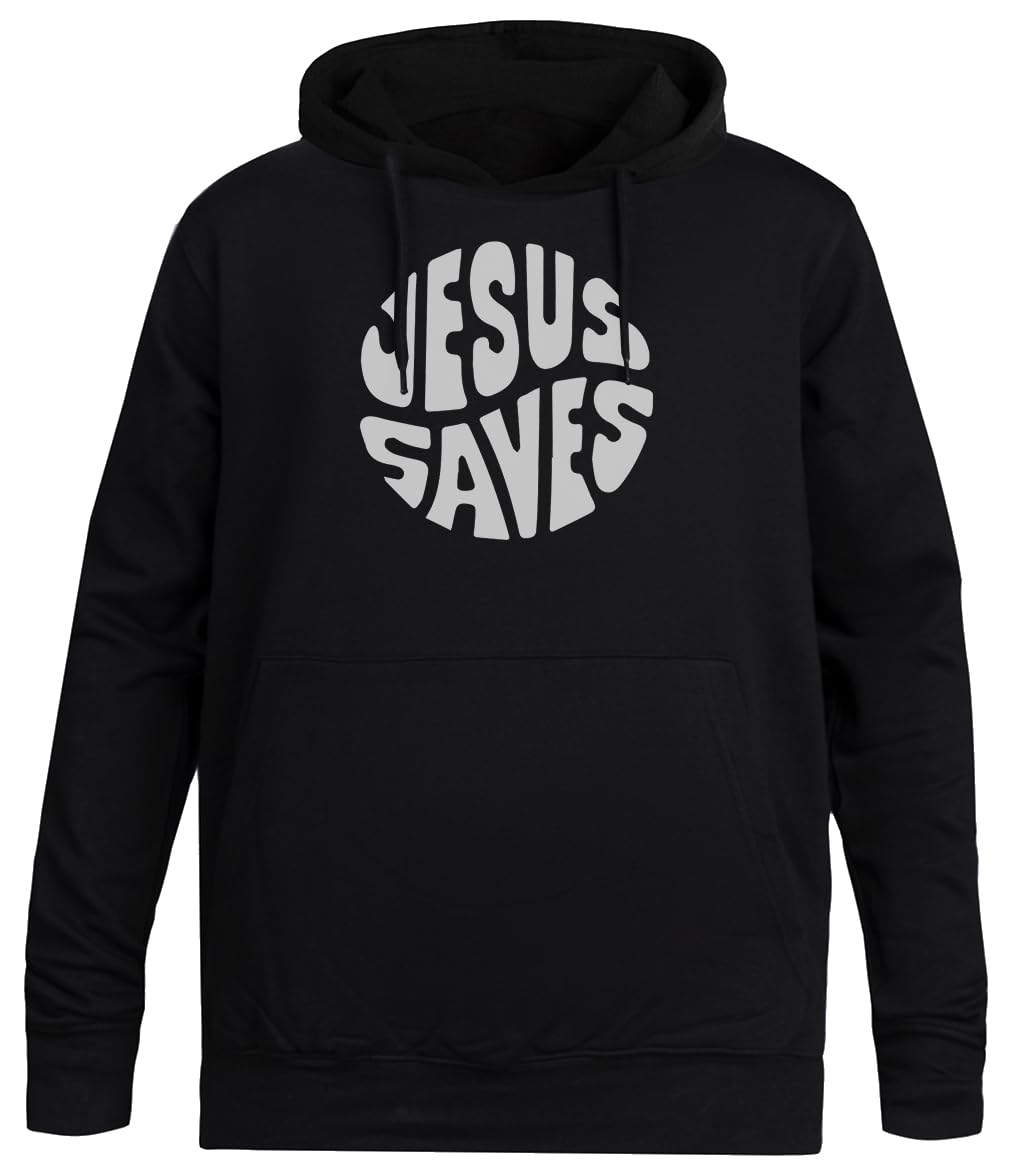 Guardado por Jesús Dios Religión Sudadera con Capucha Negra Unisex Sin Género Unisex Black Hoodie Men Women