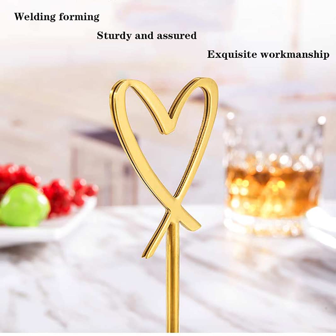 Tischkartenhalter, herzförmige Tischnummernhalter, 7,6 cm, Edelstahl, Foto-Clip-Halter, Ständer, Hochzeiten, Restaurants und Partys, goldfarbener Memohalter, 3 Stück/7,6 cm (15,2 cm)