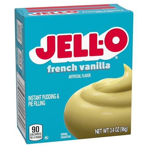 Image of Jell-O Instant Pudding & Pie Filling Mix, French Vanilla Flavor, Fat Free Creamy Dessert for Baking, Pies & No-Bake Recipes, 3.4 oz (Pack of 3)