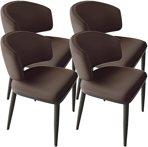 Miniatura 16 de YVYKFZD Juego de sillas de comedor de cuero, silla de comedor con respaldo curvado y patas de metal, sillas de cocina tapizadas, silla auxiliar