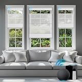 BERISSA Motorized Blinds with Remote,Top Down Bottom up Roman Shades,Smart Roman Shades for Windows,Electric Blinds,Alexa,Google Home- Voice and App Control,Custom Size,See Through White