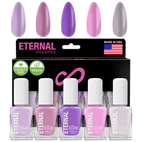Eternal Pastel Nail Polish Sets for Women (LILAC PINK) - Pastel Nail Polish Set for Girls | Quick Dry & Long Lasting Nail Polish Kit for Home DIY Manicure & Pedicure | Made in USA, 13.5mL (Set of 5)