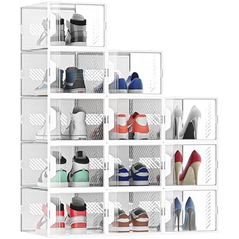 MYHMCT 12 Pack Clear Shoe Storage Boxes Cover