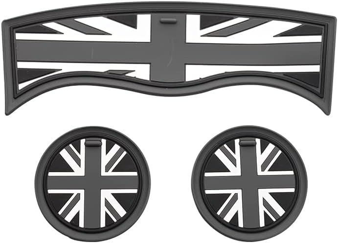 MINI F60 Car Cup Coaster, 3PCS Universal Non-Slip Cup Holders Embedded in Ornaments Coaster for Mini Cooper Countryman F60(Union Jack Gray)
