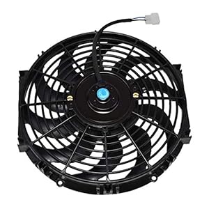 A-Team Performance – 170071 12″ Radiator Electric Cooling Fan Car Transmission – Cooler Heavy Duty 10 Curved – Blades 12V 1400 CFM Reversible Push or Pull with Mounting Kit Black 12 Inches