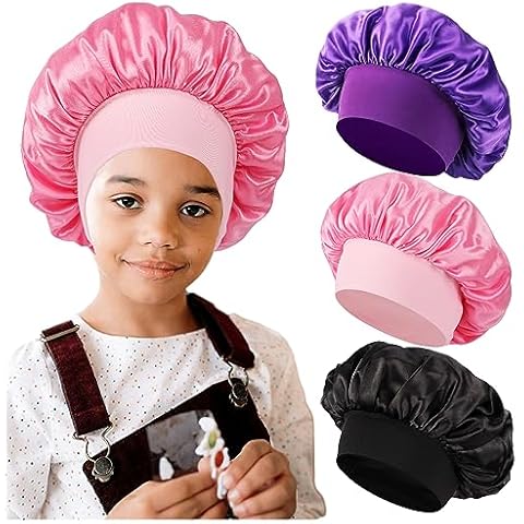 3 PCS Kids Bonnets for Girls,Silk Bonnet for Sleeping Kids,Bonnet for Kids,Toddler Bonnet for Boys and Girls,Small Cover