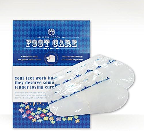 Foot Treatment Kit by MasKingdom - 1 Pair of Exfoliant Peeling Mask/Booties/Socks with Glycolic Acid, and Natural Enzymes from Aloe, Kiwi, Cucumber Extracts to Peel Dry, Dead Skin for Baby Soft Feet