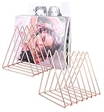 Urban Deco File Storage Holder-2 Packs Triangle Iron Magazine Organizer 7 Sections (Rose Gold) For Office Home Decor-Wire Holders For Magazines, Files, Folders, Newspapers.