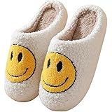 [CTOFFER] スマイリー スリッパ 冬 あったかスリッパ スリッパ 冬 ルームシューズ スマイルスリッパ 暖かい ふわふわ 滑り止め 柔らかい 衛生 洗える 愛い 静音 軽量 歩きやすい 男女兼用 (白,25-25.5cm)