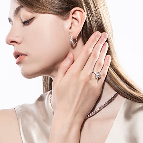 Anuclub Moissanite Engagement Ring 3.5Cttw D Color Lab Created Diamond Marquise Pear Cut 18K White Gold Plated Sterling Silver Eternity Wedding Promise Anniversary Band Ring For Women 8.5 #TOP3