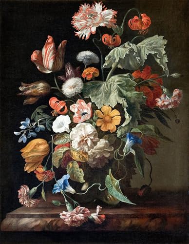 Tableau d'art abstrait fleurs de Ruysch de 60x90cm pour créer une ambiance chaleureuse au salon