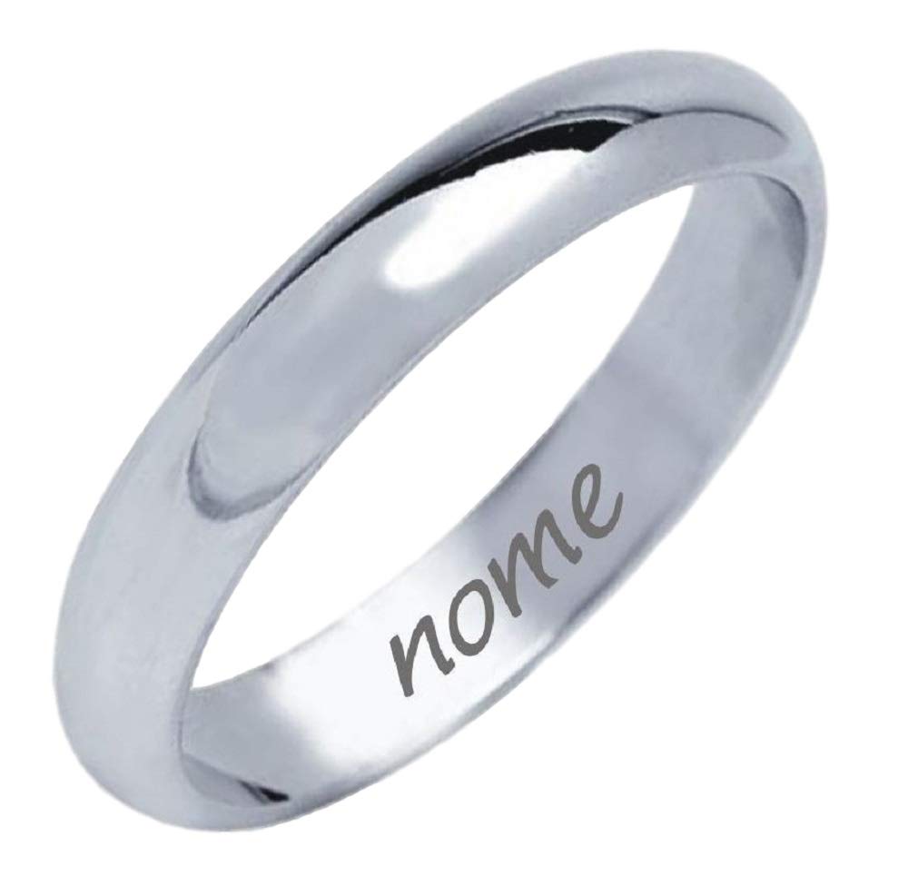 Gold Gala Anello Fedina in Argento 925 Rodiato Incisione Personalizzazione Gratuita