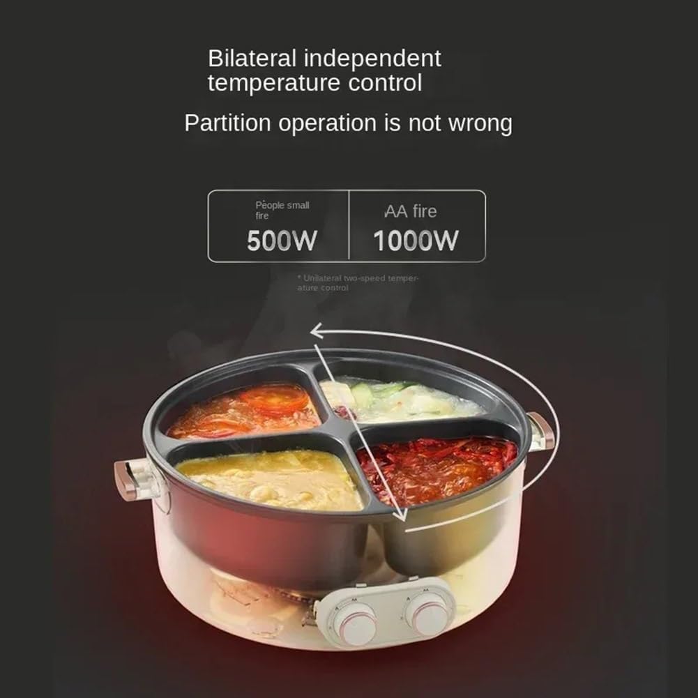 Mandarin Duck Electric Chafing Dish Four-Grid Multi-functional Household 6 Liters Capacity Integrated Hot Pot Electric Caldron for Busy Person