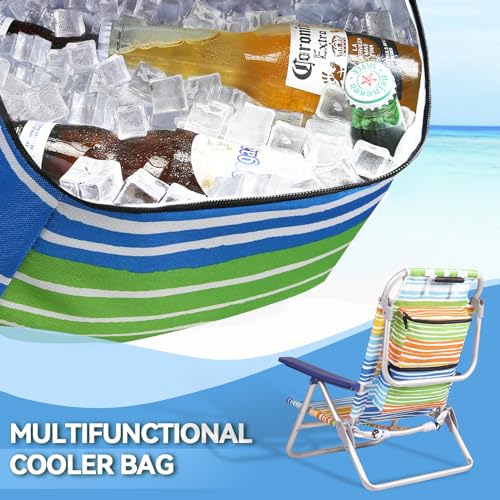 OFIKA Backpack Beach Chairs for Adults, Folding Beach Chairs with 5 Adjustable Positions,Camping Chairs with Headrest,Towel Rack and Cup Holder,Supports up to 300lbs (Colorful, 1 Pack)