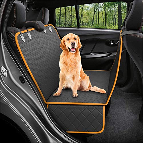 BOOM Protector de Asiento de Coche Impermeable Cojines de Asiento de Coche para Perro Antideslizante Talla Universal Protectora Cubreasientos para Perro y Gatos,Naranja