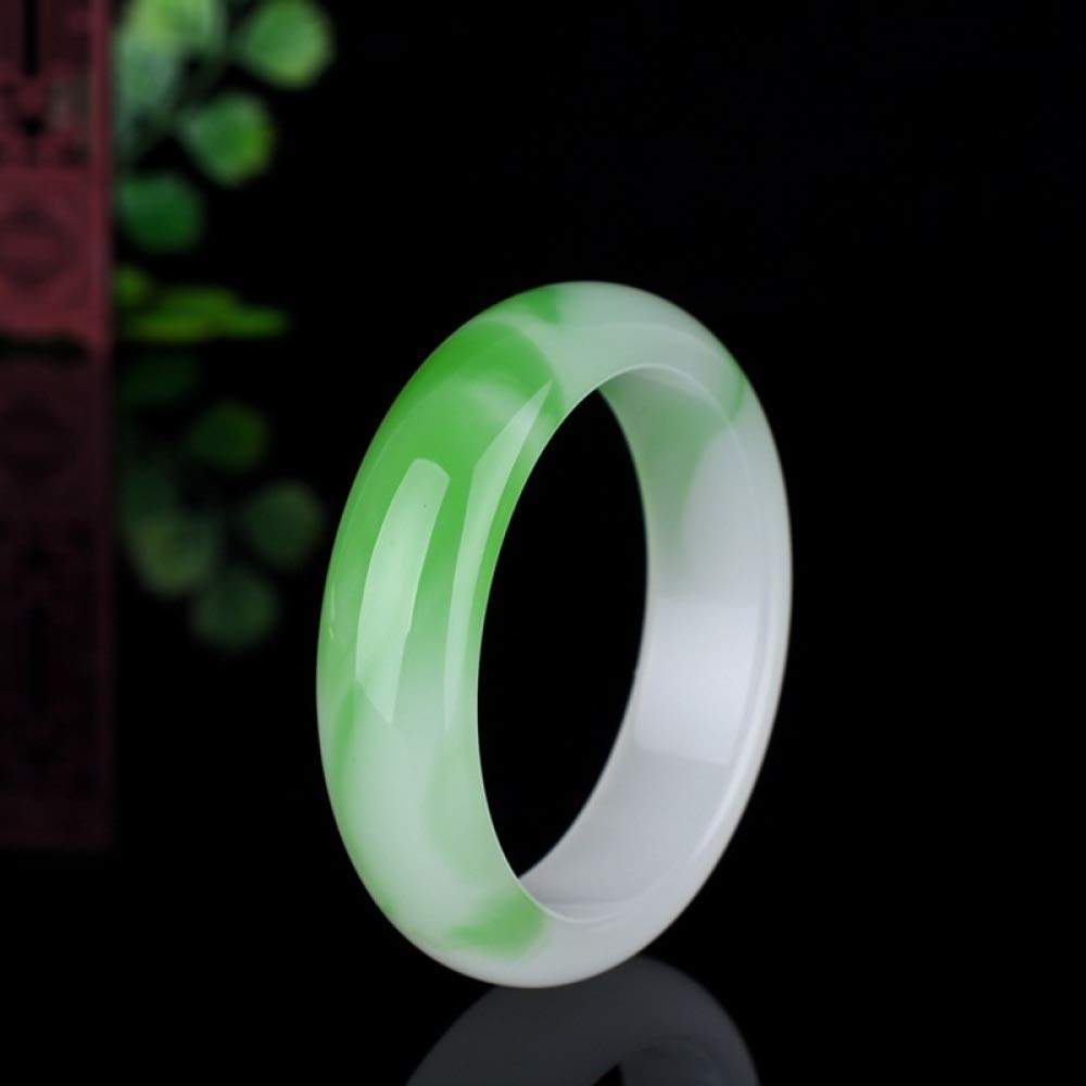 SnamicE Ladies Bangles, 54-64mm Elegant Women's Classcial Jade Bangle Bracelet, Natural Green Hand Jade Chain Bracelets, Handcrafted Girls' Jewelry with Box,60mm,62mm
