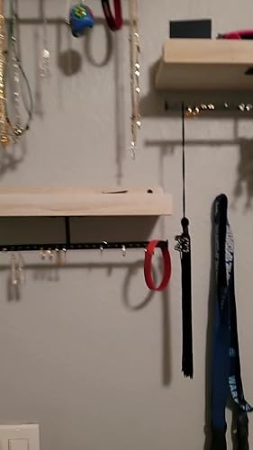 Ilyapa Organizzatore Per Gioielli Da Parete Rustico In Legno - Set Da 3 Pezzi Con 30 Ganci E Barra Per Orecchini - 40,6 Cm - 5