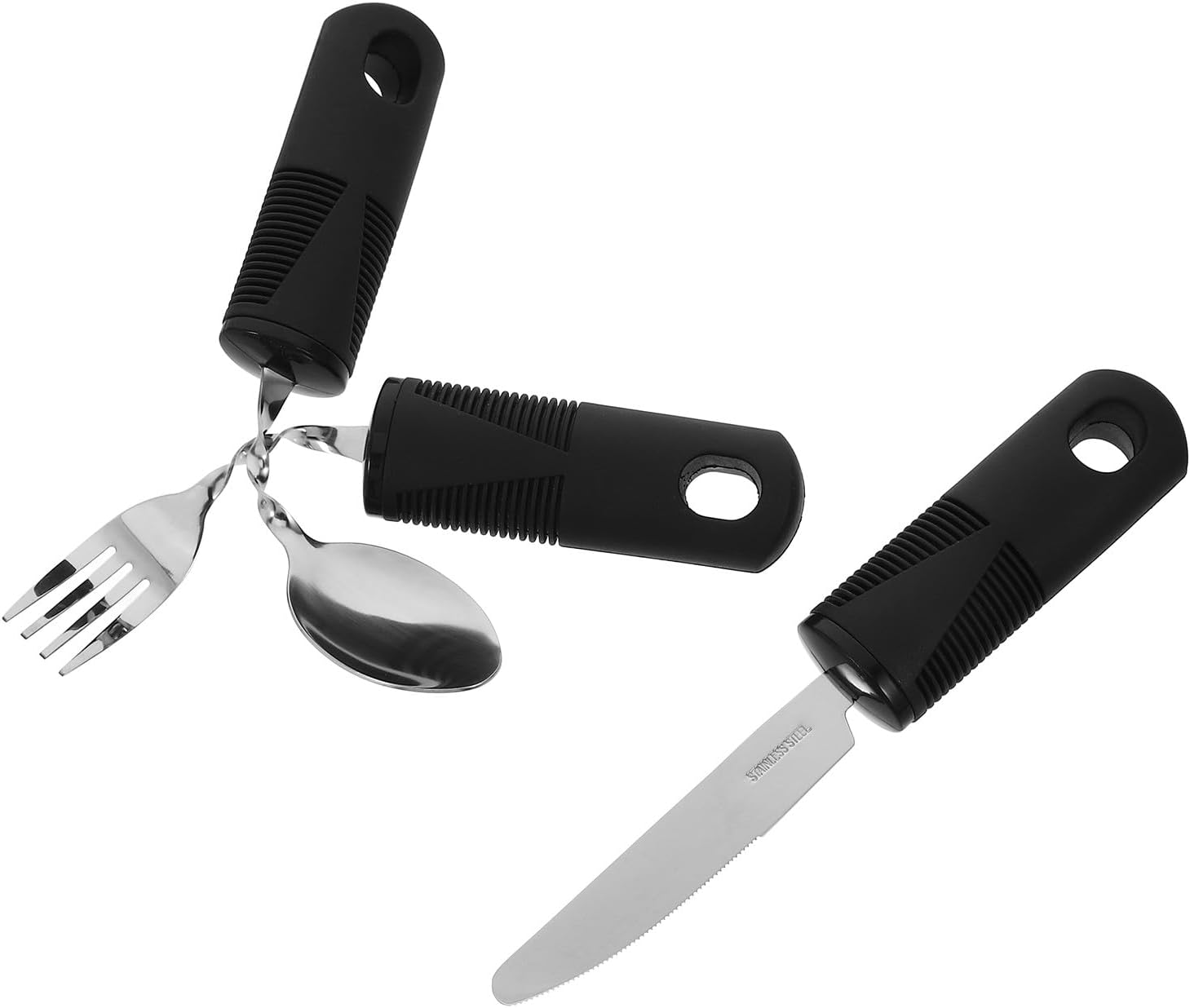 3 Piece Adaptive Silverware Set for Adults, Bendable Stainless Steel