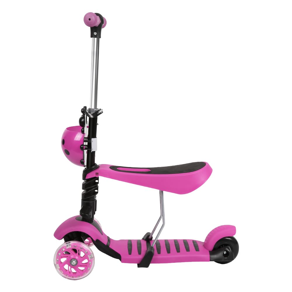 Trottinette pour Enfants à 3 Roues,Trottinette Pliable,Tout-Petits, Hauteur Réglable, Plateau Antidérapant,3 Roues LED élégantes,Charge Maximale 80 kg