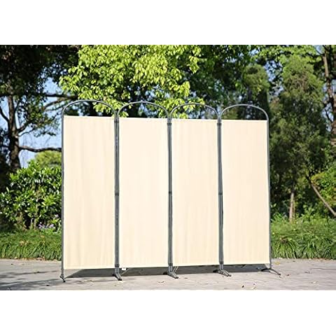 Angel Living Protective Screens Folding Screen Room Divider Screens Room Partitions Garden Privacy Outdoor Screens for Patio Privacy 225 x 185cm, 4 Panels,Beige Cover