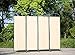 Angel Living Biombo Separador de 4 Paneles con el Techo y la Base de la Forma Curva, Decoración Elegante, Separador de Ambientes Plegable, Divisor de Habitaciones, 225X185 cm (Beige)