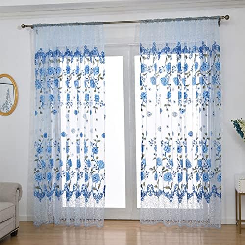 Window Window Treatments Sheer Curtains Gorgeous Flower Print Voile Home Decoration for Living Kids Nursery Room Balcony(1 Panel, W 50 x L 95 inch, Yellow)