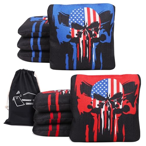 JST GAMEZ Professional Tournament Cornhole Bags Set of 8 Regulation 6”x6”, 15–16 oz | Dual-Sided Slick & Stick | Quad-Stitched Durability | Premium Resin Fill | Includes Carry Bag