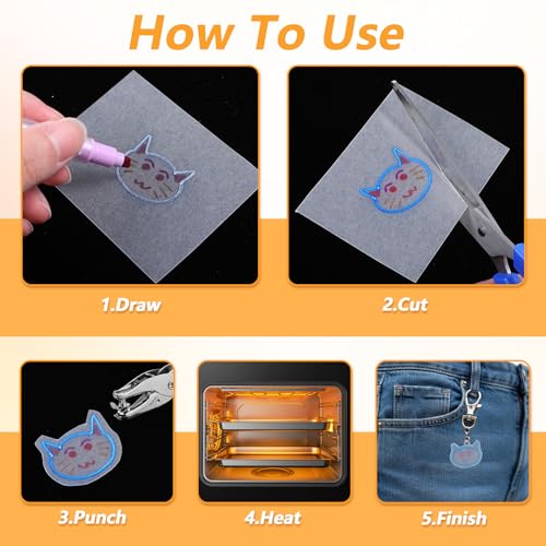 LIQWEI 15 Stück A4 Schrumpffolie Durchscheinend, Halbtransparent Schrumpffolien Transparentes Shrink Plastic Für Schlüsselanhänger DIY Handwerk