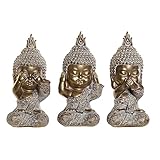 Set 3 figura buda de suerte resina dorados (ver , oir , callar )