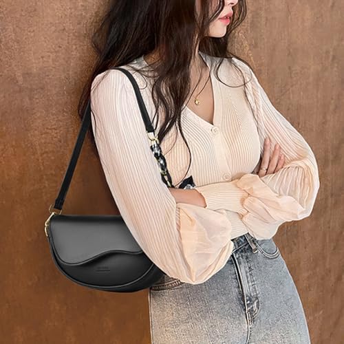 Image of Leather Fanny Pack Bag for Women, PU Leather Belt Bag Chest Purse Fashionable Crossbody Waist Bags Handbag for Everyday Use Trip Walking Hiking