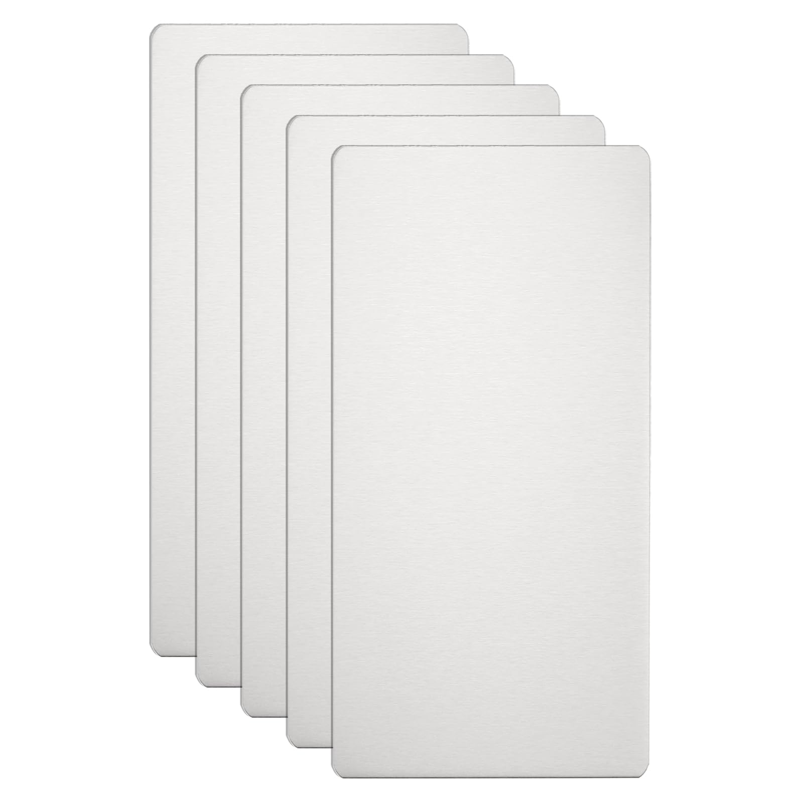 sourcing map 5pcs Metal Business Card 80 x 40 x 0.5mm 304 Stainless Steel Brushed Laser Engraving Cards Custom Blanks CNC Engraving Sheets for House Office DIY Gift Invitations, Silver