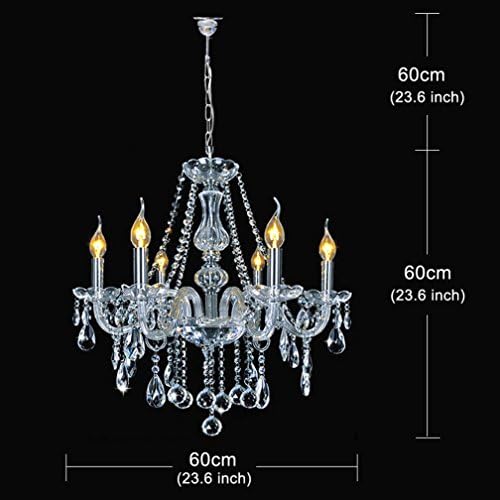 Dst Maria Theresa Crystal Chandelier, Clear K9 Crystal Glass Ceiling Light with 6 Arms, Elegant Modern Pendant Lights for Dining Room, Living Room, Hallway, Stairway, Bar Size: D60cm H60cm Chain 60cm