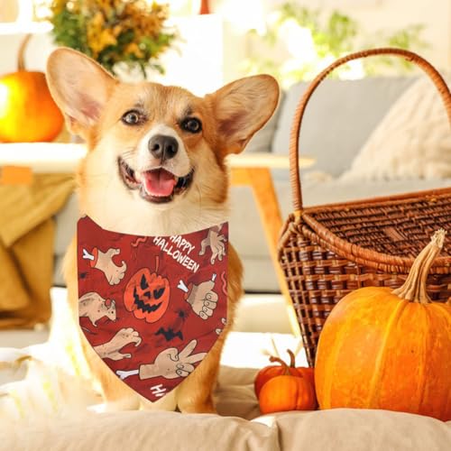 2 Stück Halloween Halsdreiecke Hundehalstücher, Hunde Dreiecks Halstuch, Hundehalstuch Dreieckstuch, Welpen Halstuch, Hunde und Katze Halloween kostüm