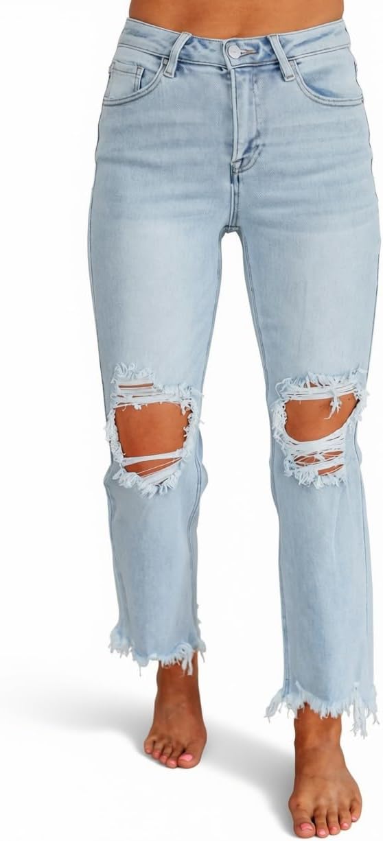 Wild Oak Boutique Rudy Risen Jeans, Vintage Light Wash Straight Leg Denim