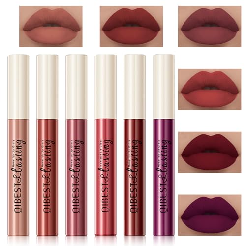 Likesing 6 Piezas Pintalabios Permanente Rojo Mate Labiales Larga Duracion Labial Lip Tint Gloss Stain Brillo Tinta Barra de Labios Tinte Labios Lipstick Set Maquillaje Kit Regalo Mujer Cumpleaño