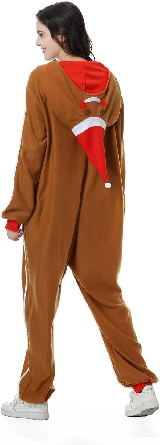 Gingerbread Men Costume for Unisex Adults, Gingerbread Onesie for Women Men Christmas Jumpsuit Funny Cosplay - Image 5