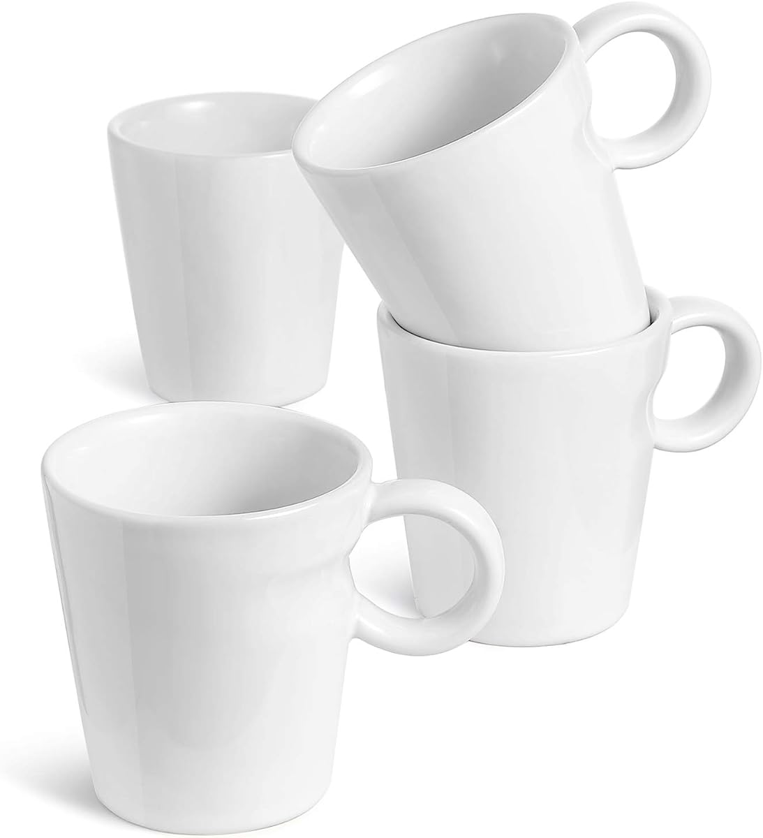 5 oz Espresso Mugs, Ceramic Small Stackable Coffee Cups, Designed for Double Shots of Espresso, Lungo and Tea, Perfect for Coffee Machine and Maker, Set of 4, White
