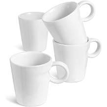 LE TAUCI 5 oz Espresso Mugs, Ceramic Small Stackable Coffee Cups, Designed for Double Shots of Espresso, Lungo and Tea, Perfect for Coffee Machine and Maker, Set of 4, White