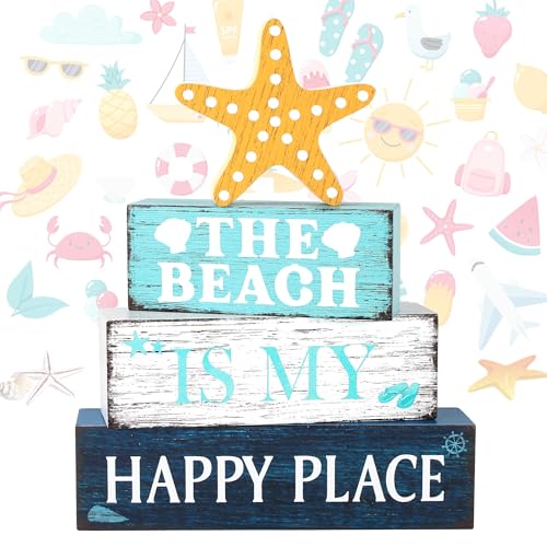 Image of 4 Pcs Summer Wooden Table Decor, Summer Decorations Gifts