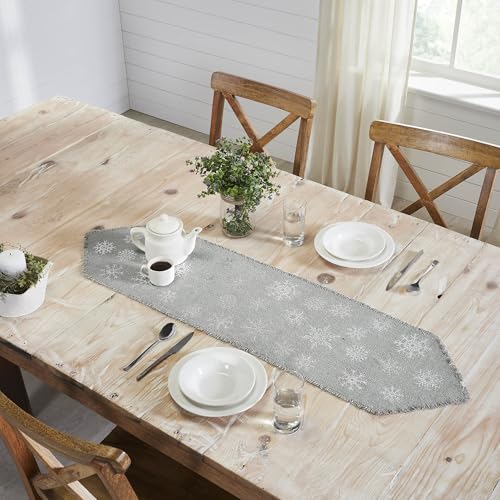 VHC-Brands-Yuletide-Burlap-Dove-Grey-Snowflake-Runner-12x48 VHC Brands Yuletide Burlap Dove Grey Snowflake Runner 12×48