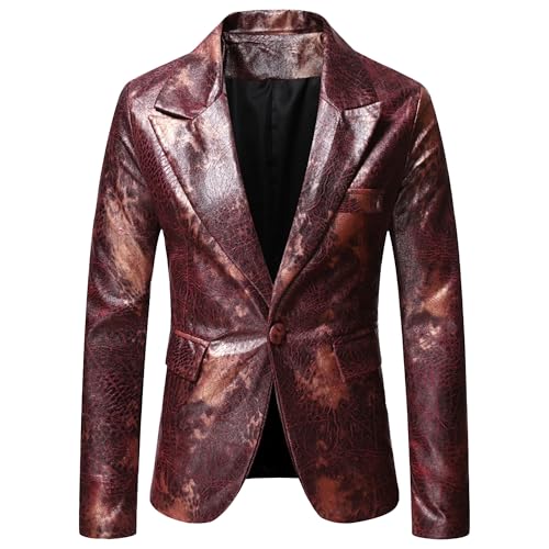 Blazer de piel para hombre ajuste regular botón miniatura 1