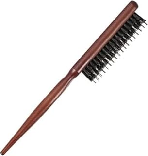 Wooden Hair Styling Brush, Professional Nylon Comb for Styling, Brown Wooden Handle, Anti-Shedding Bristles, Hair Fixing Brush No Added Products